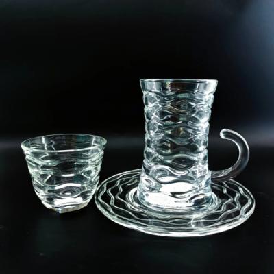 China Wholesale price 18 PCS Transparent Glass Cawa Cup Tea Cup Set with Customized Modern Designs for sale