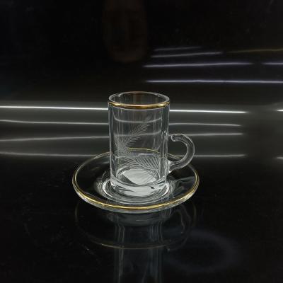 China 76ml Capacity Arabic Tea Cup With Hand Cutting Feather And Max Diameter Of 48mm for sale