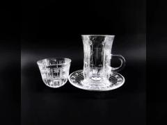 18 PCS Turkish Glass Tea Cup Saucer Clear Glass Tea Cups And Saucers Turkish Tea Cup Set