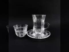 18 PCS Turkish Transparent Glass Tea Cup Clear Tea Cup Set with Coffee Cup and Saucers