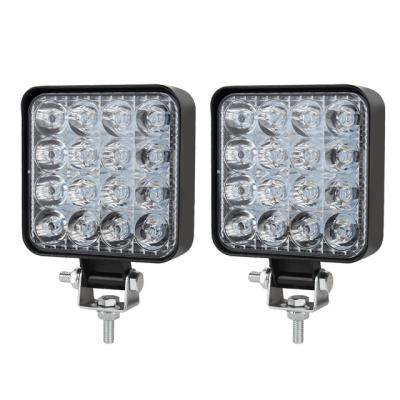 China Excavator LED Work Square 12V 24V 16led Truck Spot Light Work Lamp Outdoor Working Lighting AOT-A-007 48W for sale