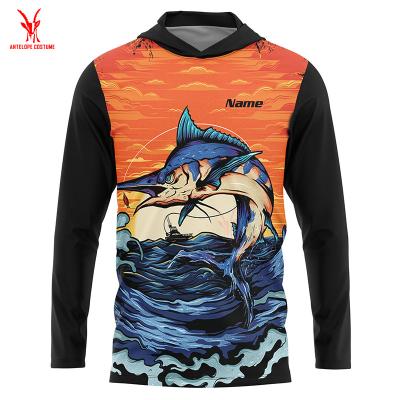 China Sun Protection Anti-Shrink Fishing Shirt With Hood Custom Sublimation Printed for sale