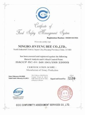 HACCP - Ningbo Jinteng Bee Co.,ltd.