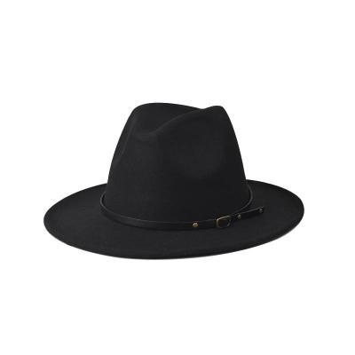 China COMMON thickening of the four seasons with three chain buckle belt flat felt hat the large wool hat hat gutters for sale