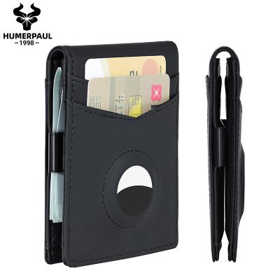 China HUMERPAUL RFID Man Bi Fold Air Tag Wallet Men Card Holder Crazy Slim Male Horse Leather Credit Card Wallet for sale