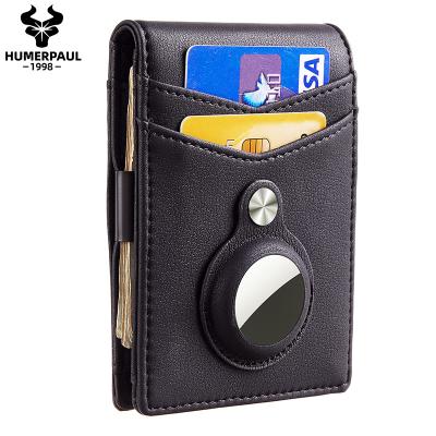 China HUMERPAUL RFID Man Bi Fold Credit Card Wallet Slim Carbon Fiber PU Leather Pocket Male Airtag Card Holder for sale