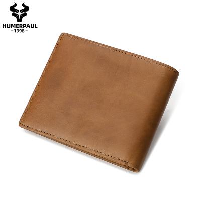 China HUMERPAUL Fashion Slim Wallet for Men Genuine Leather Handmade Minimalist Money Clip Wallet for sale