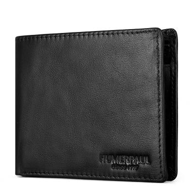 China HUMERPAUL 2020 Wholesale GENUINE LEATHER Men's Minimalist Wallet Pocket Wallet Men Short Money Clip Folding Wallet for sale