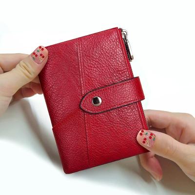 China HUMERPAUL Cartera RFID Card Holders Rfid Wallet Genuine Leather Bifold Women Pinch Invent Customized Girls Short Purse for sale