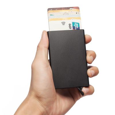 China RFID Blocking Protect Custom Aluminum Automatic Card Case Box Box HUMERPAUL RFID Wallet Noise Slim Metal Card Holder Credit for sale