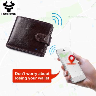 China HUMERPAUL Wholesale Anti-theft Blue-tooth Phonting Gps Location Business Anti-Lost Remote Men Pocket Leather Smart Wallet Wallet For Men for sale