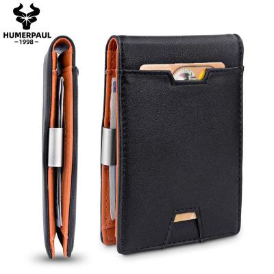 China HUMERPAUL RFID Men's PU Money Pocket Male Carbon Fiber Wallets Clip Mini Houlder Credit Card Wallet Slim Carbon Fiber Leather Wallets for sale