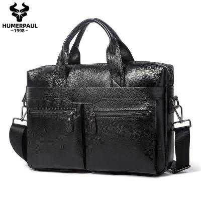 China Business Travel Bag HUMERPAUL Italian Leather Bag Large For Mens Laptop Bag Men Genuine Leather Bag for sale