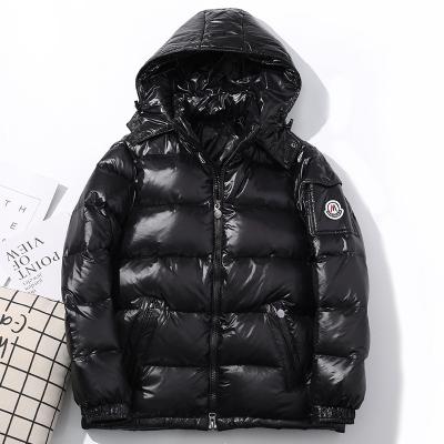 China Brand Name Brand Design Breathable Wholesale Logo Thick Breathable Custom Made Winter Men's Striper Jacket Shiny Coats for sale