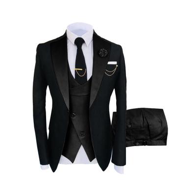 China Anti-Wrinkle RBX Fashion Slim Fit Two Piece Set Men's Slim Fit Blazer 3 pcs Set Wedding Formal Peaked Men's Lapel Suit With Custom Logo for sale