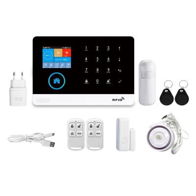 中国 Multi Languages ​​Screen Home LCD Security System Tuya Smart Home Alarm System with Wireless 100 Zones Sensors Support 販売のため