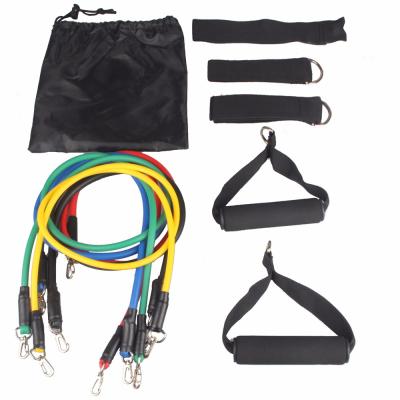 China 100% Pcs Natural Latex 11 Tubes Training Tube Kits Fitness Natural Latex Resistance Band With Carabiner for sale