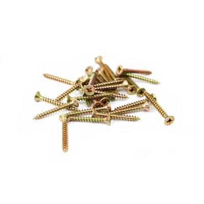 China Wholesale Capacity Bulk Screw Anti-Corrosion Custom Yellow Galvanized Construction Countersunk Screws Chipboard For Wood Furniture for sale