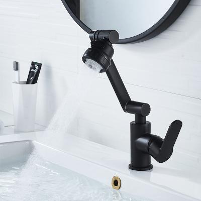 China Hot Sale Three Sense Faucets Fashion Outlet Rotation Faucet Black Chrome Pressurized Bathroom Faucet for sale