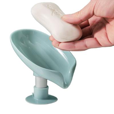 China Custom Bathroom Leaf Shaped Toilet Dish Foam Soap Dispenser Packaging Punch Free Draining Hand Made Soap Holder Leaf Soap Boxes for sale