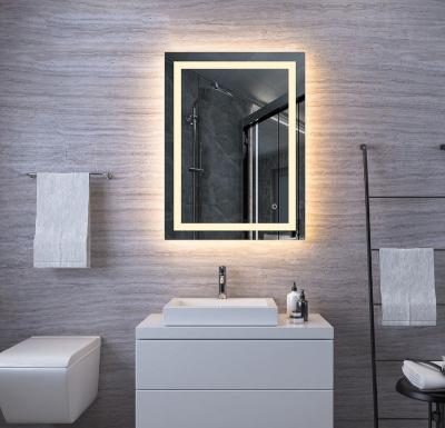 China Simple Design Frame High Quality Wall Mounted Square Mirror Lighted Bathroom Mirror With Frame for sale