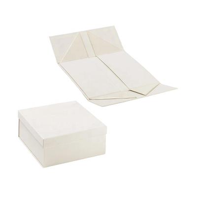 China Recyclable White Luxury Rectangle Gift Boxes Flat Pack Lamination Matt PP Separate Lid for sale