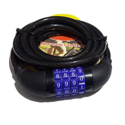 China 10mm Steel Bike Cable Lock With 4 Digit Combination Code Anti Theft Bike Lock for sale