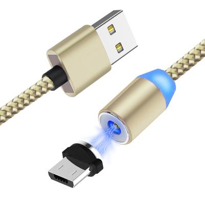 China Magnetic 360 Degree LED High Quality Nylon Braided 3 IN 1 USB Magnetic Charging Cable For Mobile Phone for sale