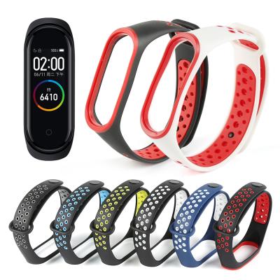 China Charm New Fashion Sport Style Design Silicon Wristband MI Band 3 Two-color For MI Band 4 Smart Wristband for sale