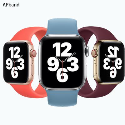 China Casual Solo Loop Strap Silicone Replacement Bands Strap Smart Watch Bands For Apple Iwatch Series 6 Se 5 4 3 2 1 for sale