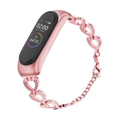 China Women Replacement Luxury Luxury Strap For MI Band 4 MI 3/4 5/6 Heart Strap Watch Strap for sale