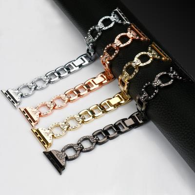 China Unique Metal Watch Bands With Rhinestone For Apple Watch Band Stainless Steel Luxury Strap For I Watch 1/2/3 for sale