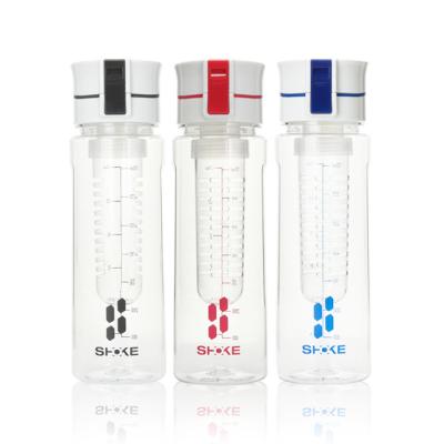 China Eco-Friendly Bpa Free Water Fruit Infuser Bottle Water Bottle Infuser Sports With Time Markings for sale