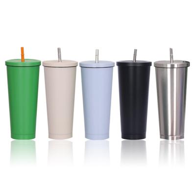 China Hot Sale Stainless Steel Viable Straws Cup Custom Logo Colorful Water Bottle Thermos Tumbler With Straw Vacuum Thermal Bottle Drinkware for sale