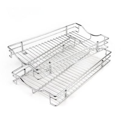 China Stainless / Iron Galley Unit Pull Out Sideboard Four Sides Wheel Wire Basket for sale