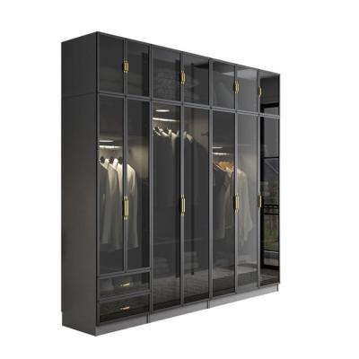 China Storage Custom Design Light Luxury Glass Door Wardrobe / Modern Bedroom Furniture Modern Home Furniture Bedroom for sale