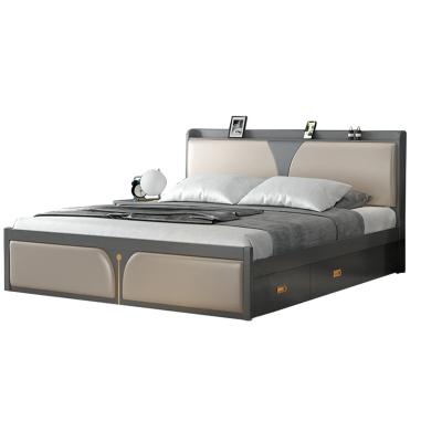 China (Other) High Quality Eco-friendly MDF Bed Designs Modern Plywood Adjustable Storage Customized Double Bed for sale