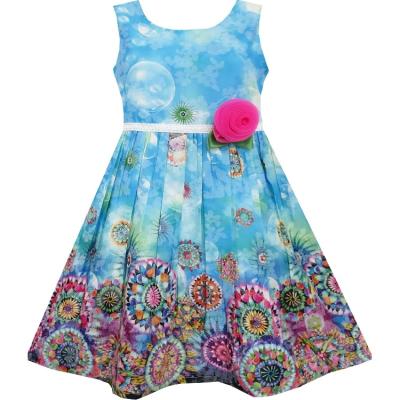 China Purple Breathable Cotton Flower Pattern Style Soft Dress Girls' Sleeveless Dresses for sale