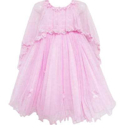 China Breathable FX8 Wedding Party Bridesmaid Lace Up Tulle Overlay With Shawl Pink Girls Dress for sale