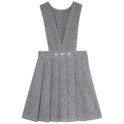 China Breathable Gray V-neck Pleated Edge Japanese Korean School Uniform Girl Preppy Dress for sale