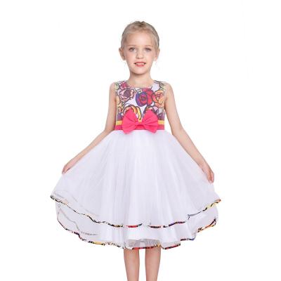 China EZ8 Layer Breathable Bohemian Tiered Design Tulle White Princess Wedding Kids Dress For Girls for sale