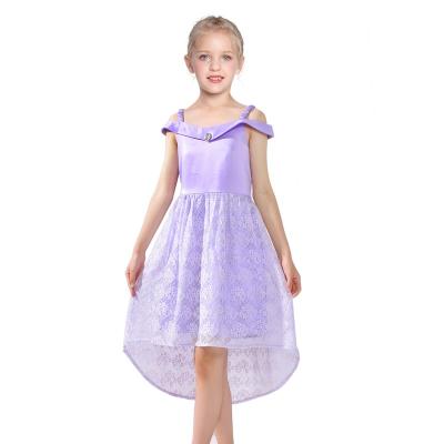 China Breathable Beach Purple Off Shoulder Hi-Low Lace Wedding Bridesmaid Casual Dress for sale