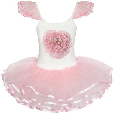 China Breathable cute ballet dance pink embroidered cheap 100% cotton girls tutu dress with underwear for sale