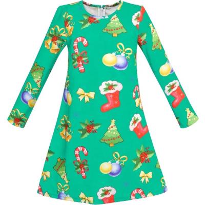 China Breathable Green Christmas Candy Canes Christmas Tree A Line Pageant Girls Dress As A Gift for sale