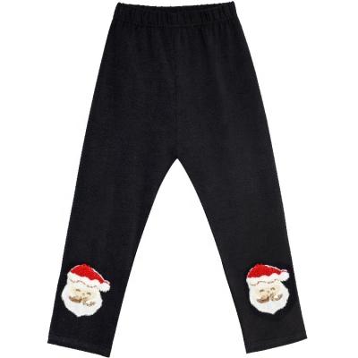 China Girls Christmas Santa Embroidered Sequin Cotton Long Pants Colorful Black Breathable Tight Gaiters for sale