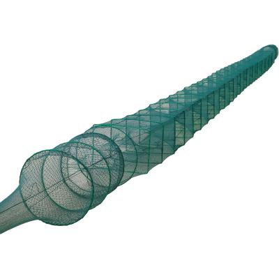 China Fish or Crab or Others Long Form Folding Pe Net Fishing Trap Net Crab With Ring Frame for sale