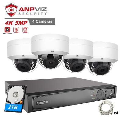 China NIGHT VISION Anpviz CCTV System 8mp 8CH NVR Install Outdoor/Indoor IP Camera IP66 H.265 IR 30M Dome 2TB HDD 4pcs 5mp poe built-in MIC for sale