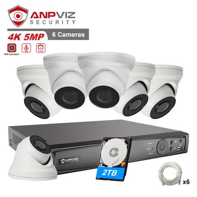 China Anpviz NIGHT VISION Security System 8CH NVR 6pcs 5MP IP POE CCTV Camera IP67 H.265+ IR30M MIC SD Slot Outdoor Integrated Motion Detection for sale