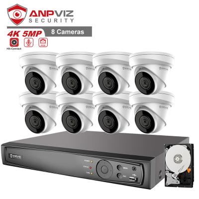 China NIGHT VISION Anpviz 5MP Security System 8CH POE 4K NVR Install 3TB HDD For 24/7 Recording 8pcs 5MP POE IP Camera Supports Audio Recording for sale