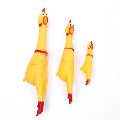 China Stocked High Quality Squeaky Chicken Three Sizes Screaming Chicken Pet Chew Toy With Sound for sale